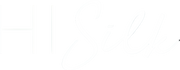 white hi silk logo on a blue background