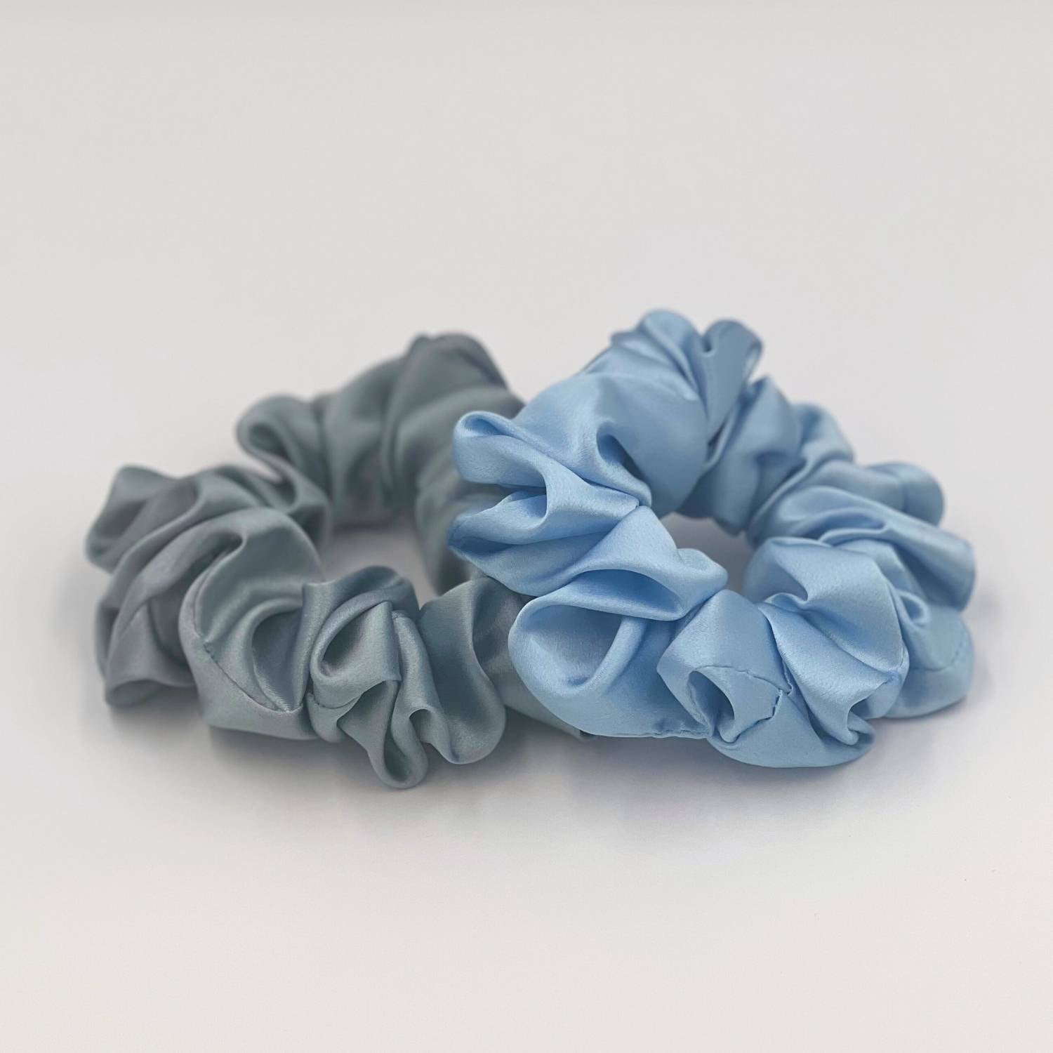 Blue Silk Scrunchie Set of Four