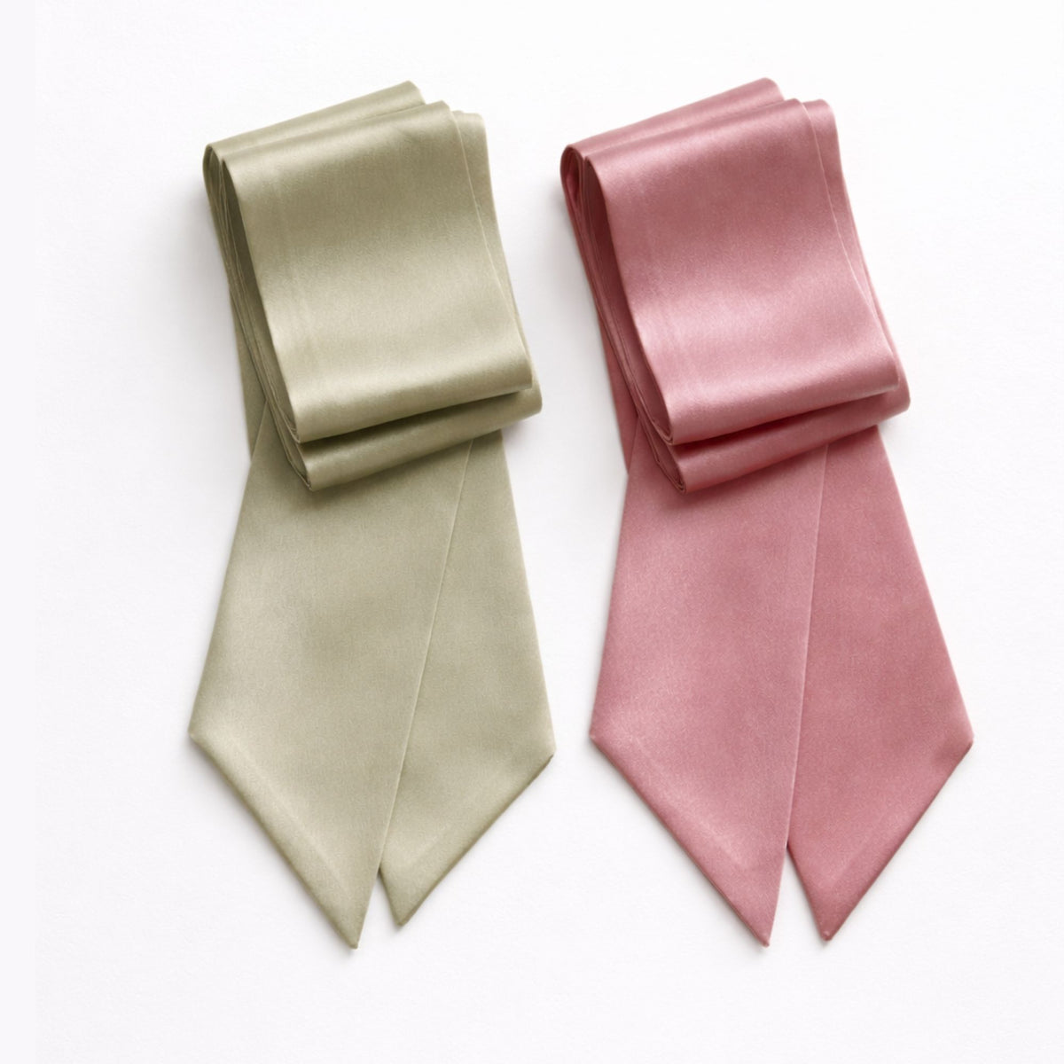 dusty rose pink and sage green skinny silk scarf