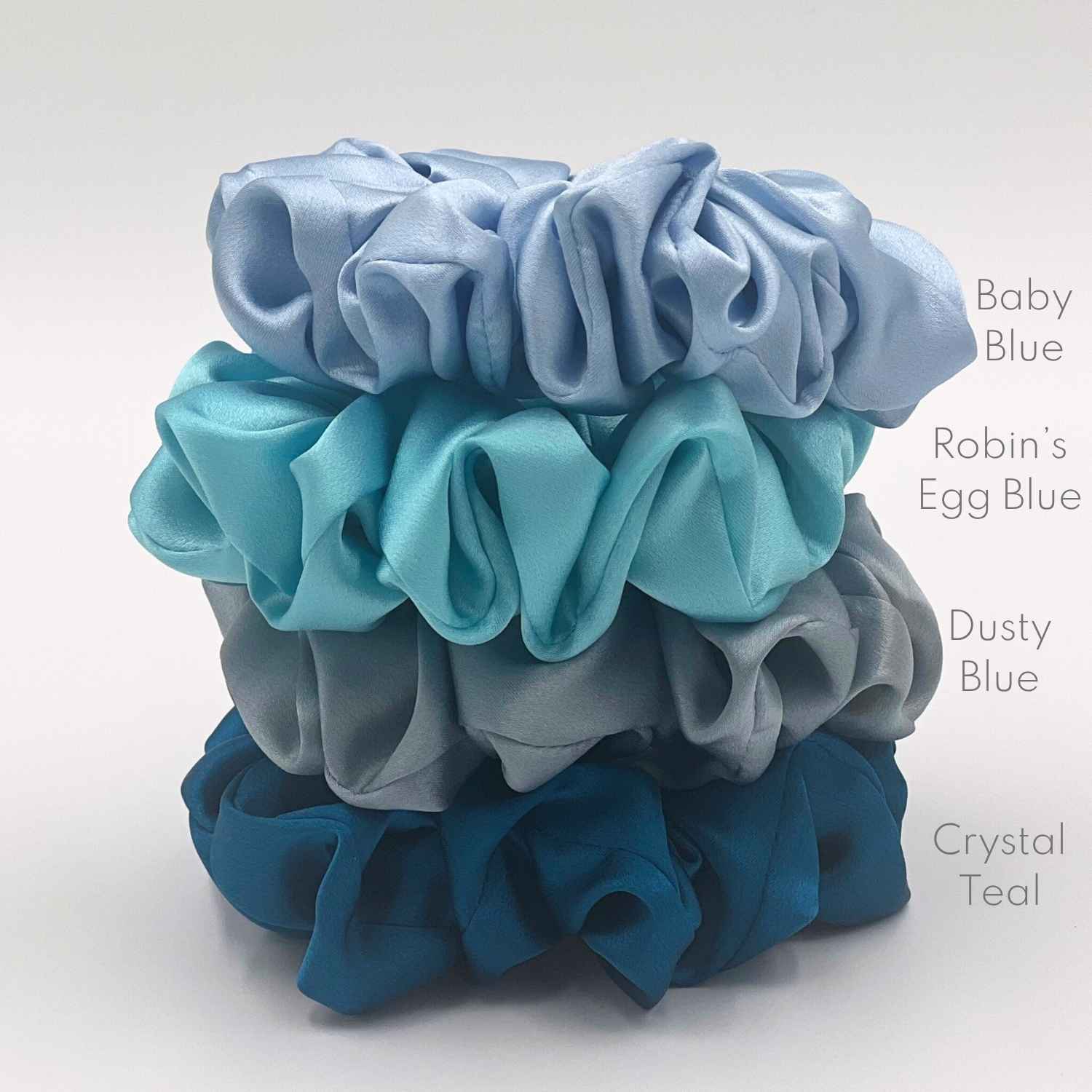 Blue Silk Scrunchie Set of Four
