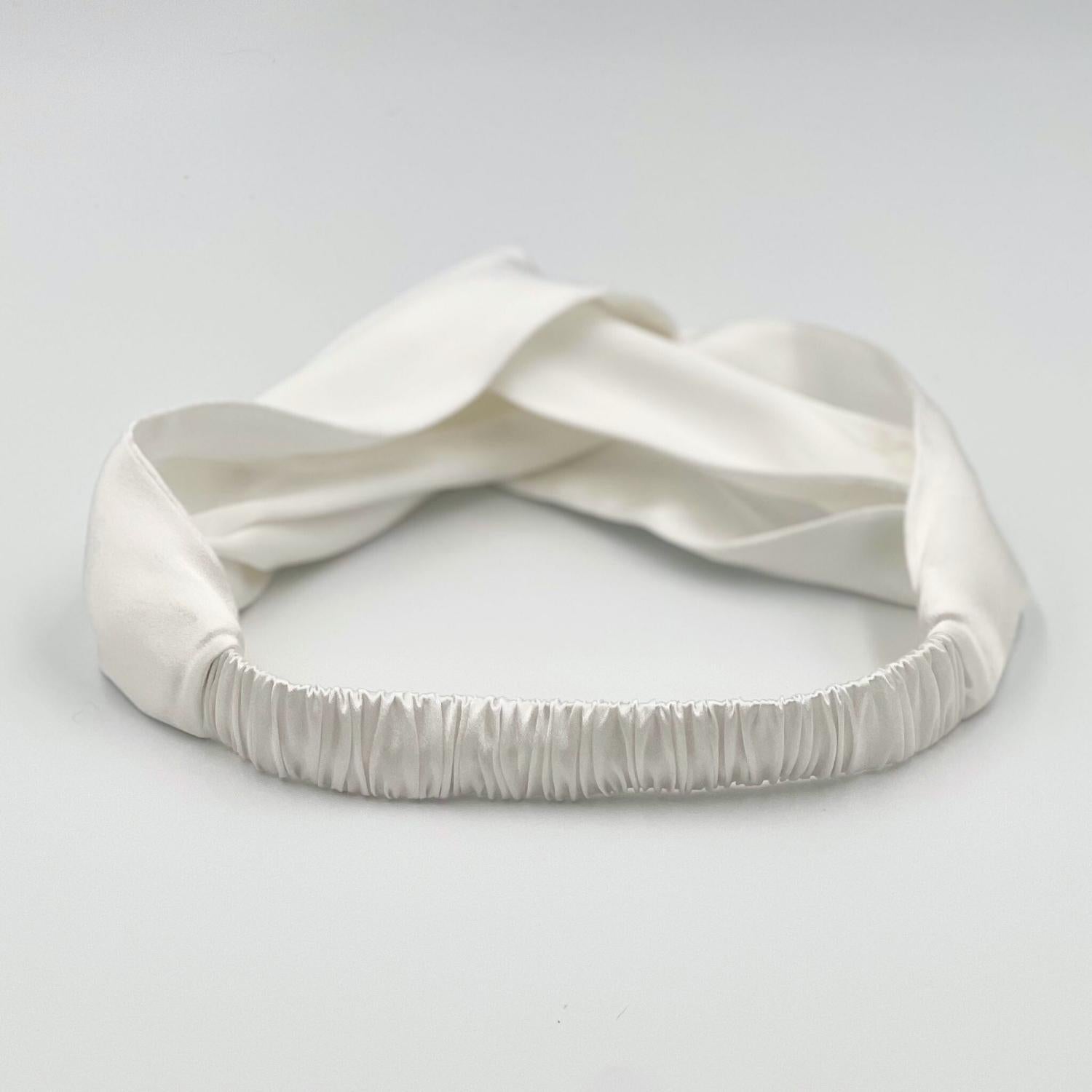 Ivory White Mulberry Silk Headband and Scrunchie Gift Set