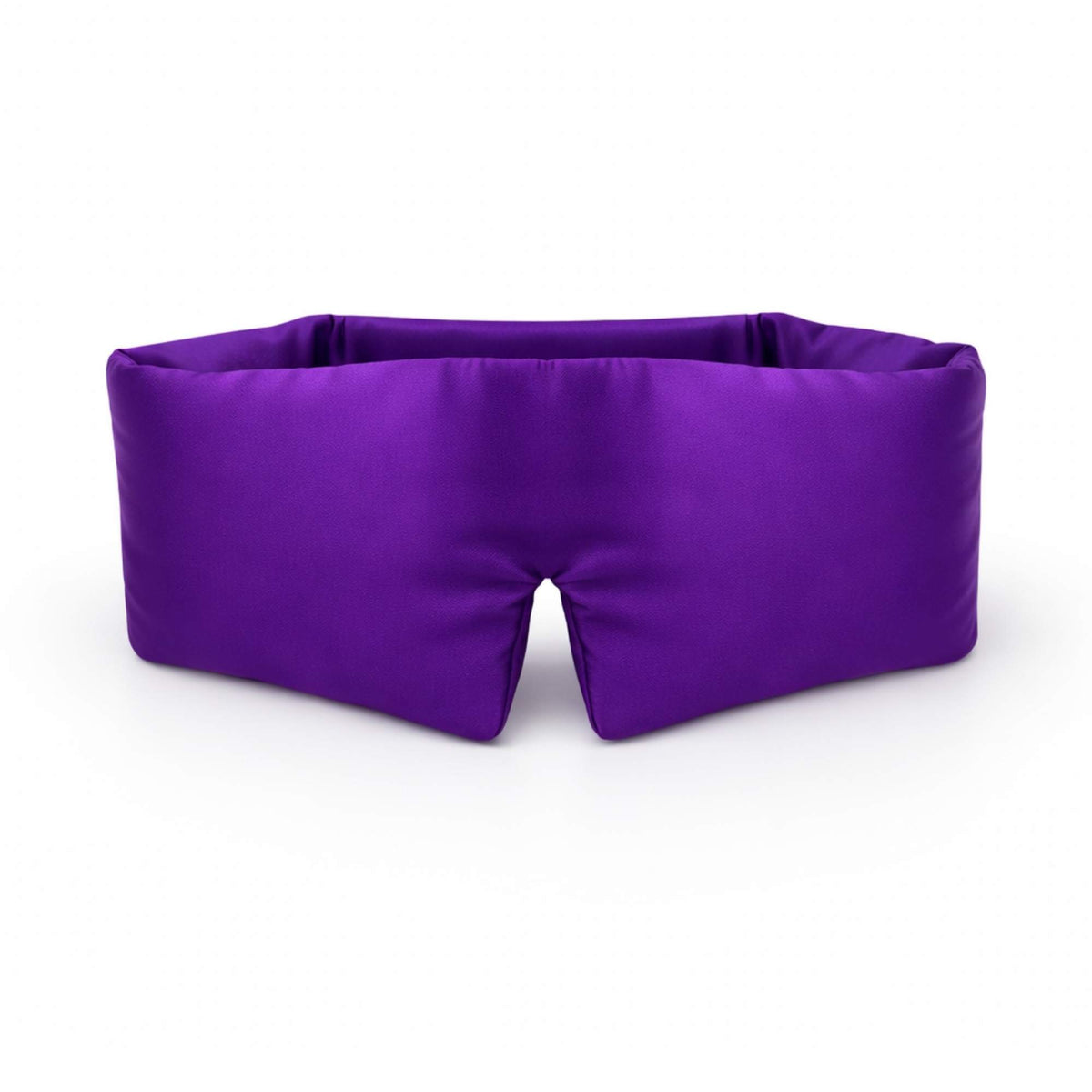 Purple silk sleep mask on a white background