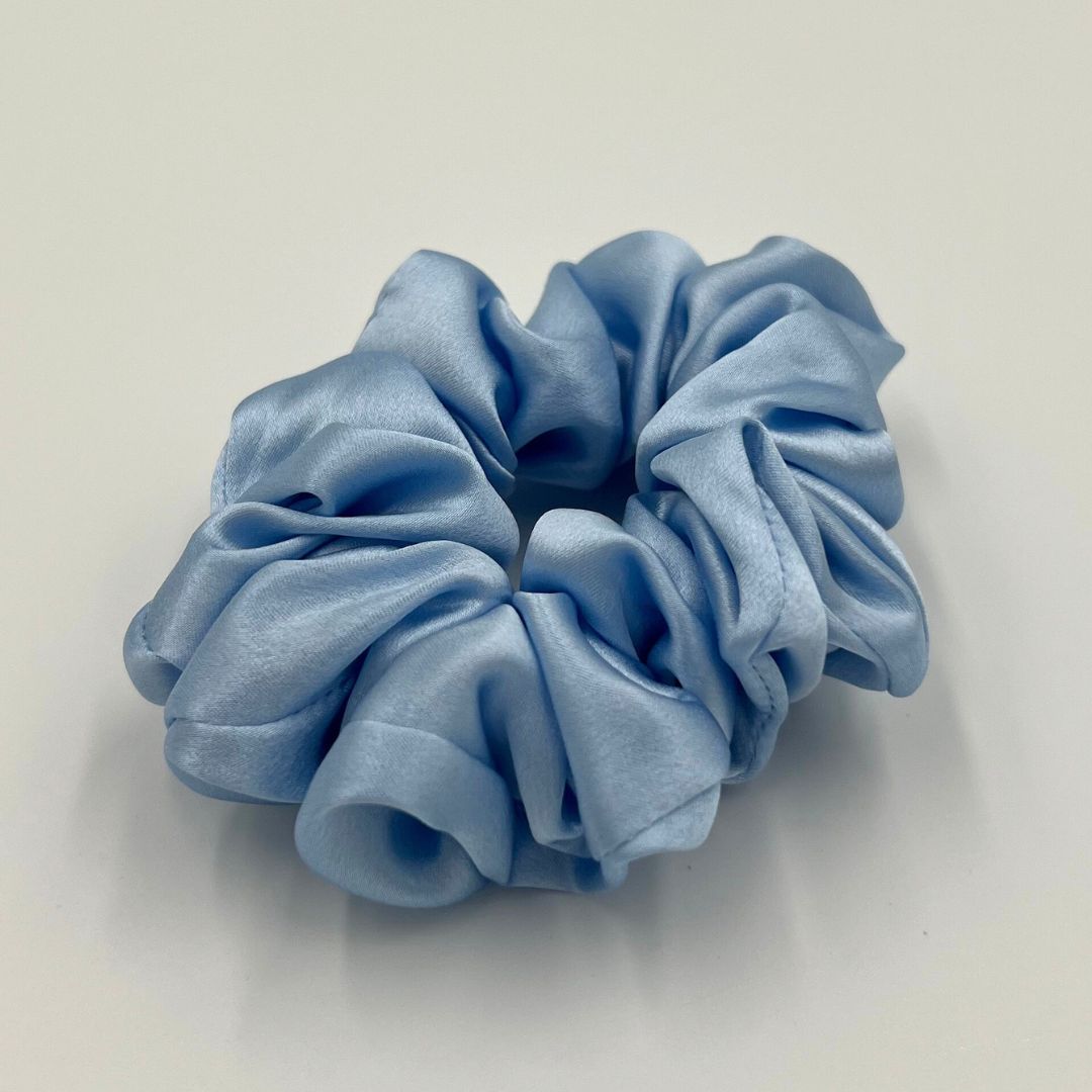 baby blue silk scrunchie