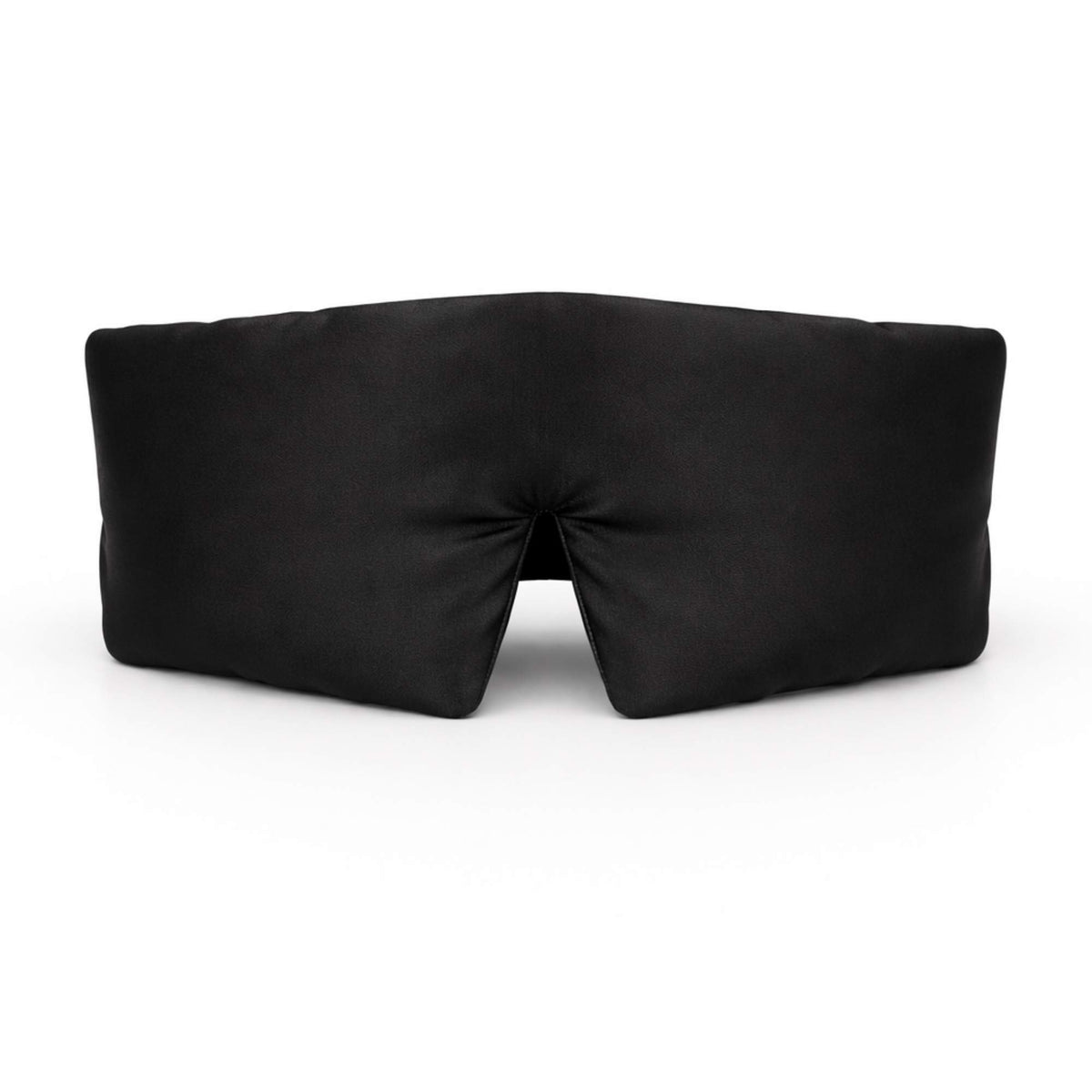 Black silk eye mask on a white background