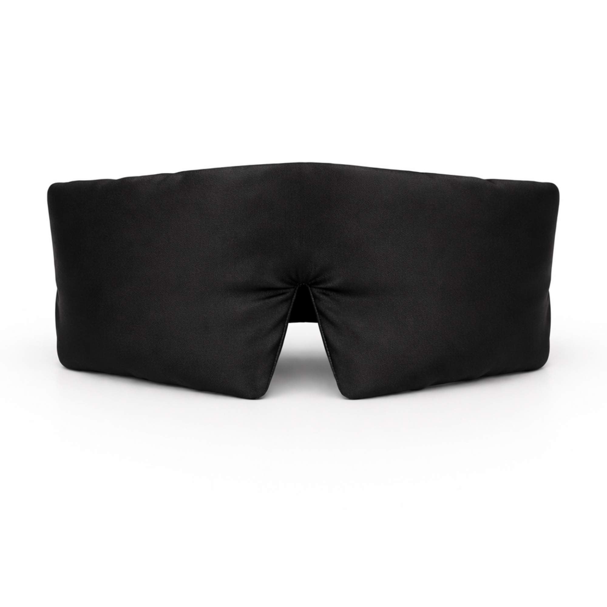 Black silk eye mask on a white background