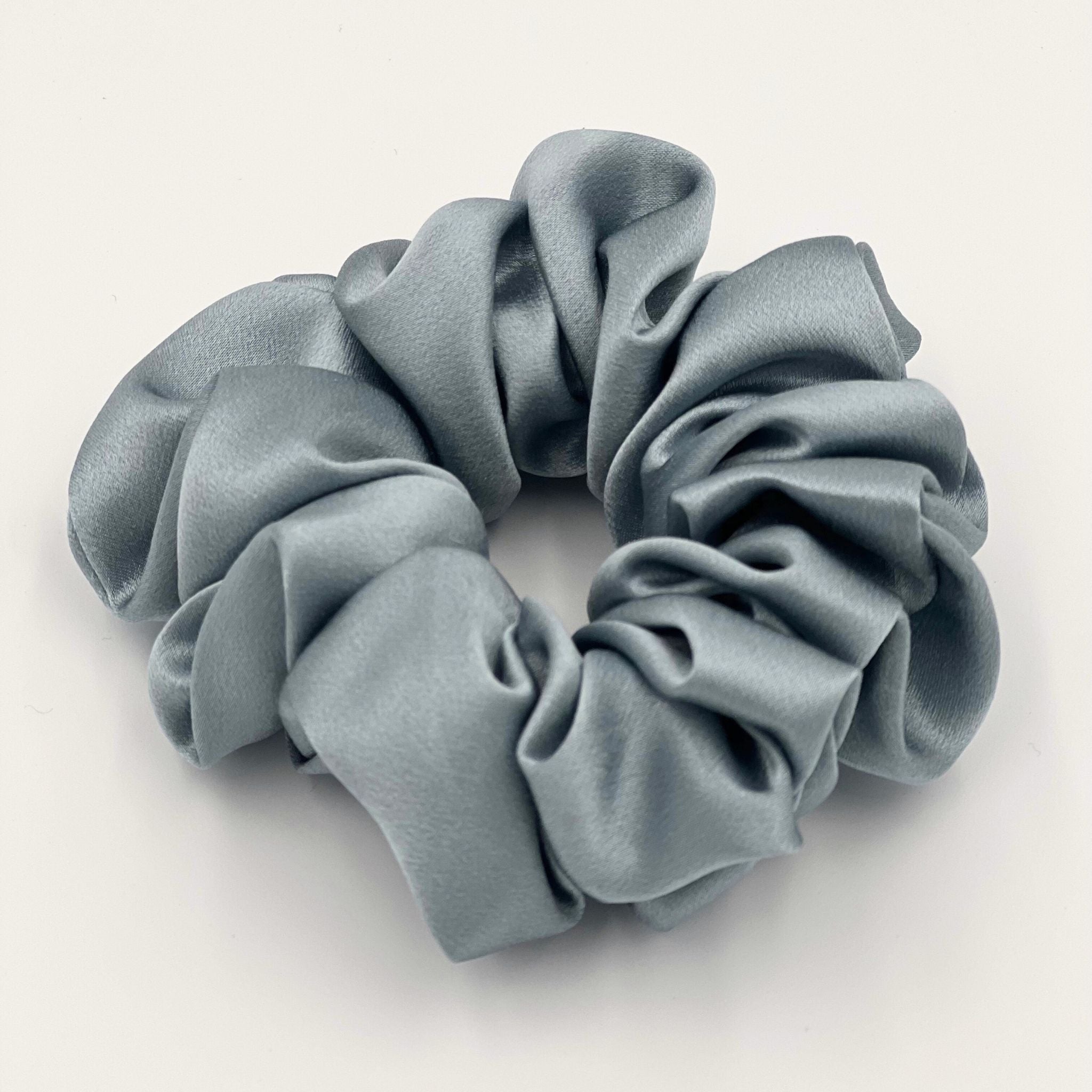 dusty blue silk scrunchie