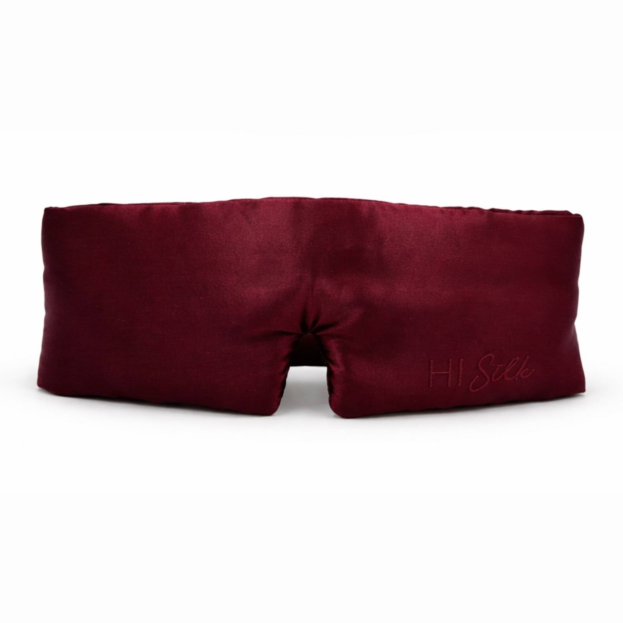 the front of the burgundy 3d mulberry silk eye mask