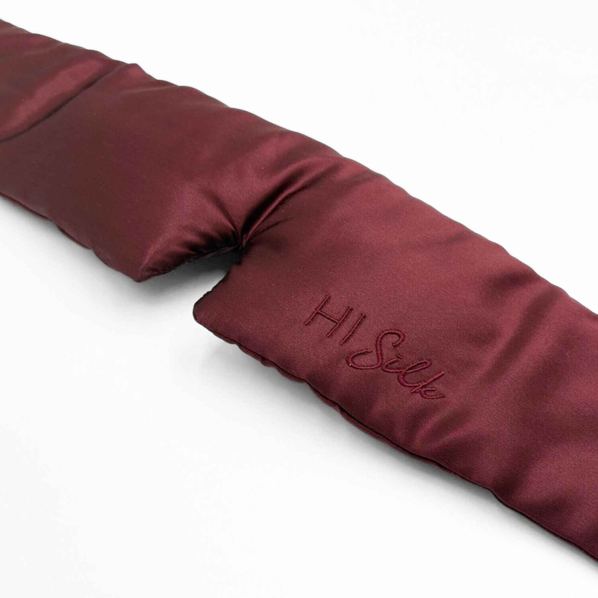 the front of the burgundy 3d mulberry silk eye mask