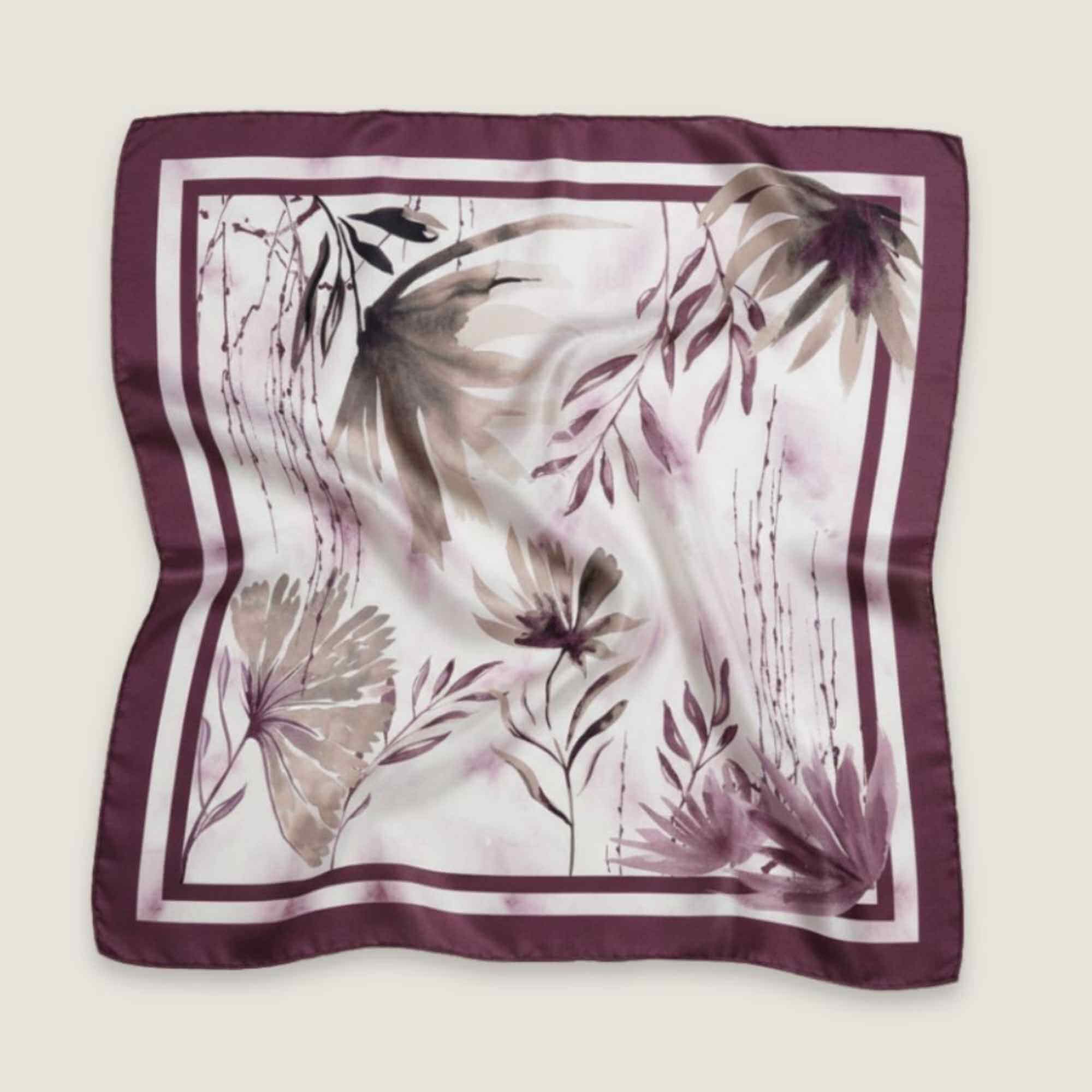 Double Sided Silk Twill Scarf - Beautiful Botanicals - 90cm x 90cm