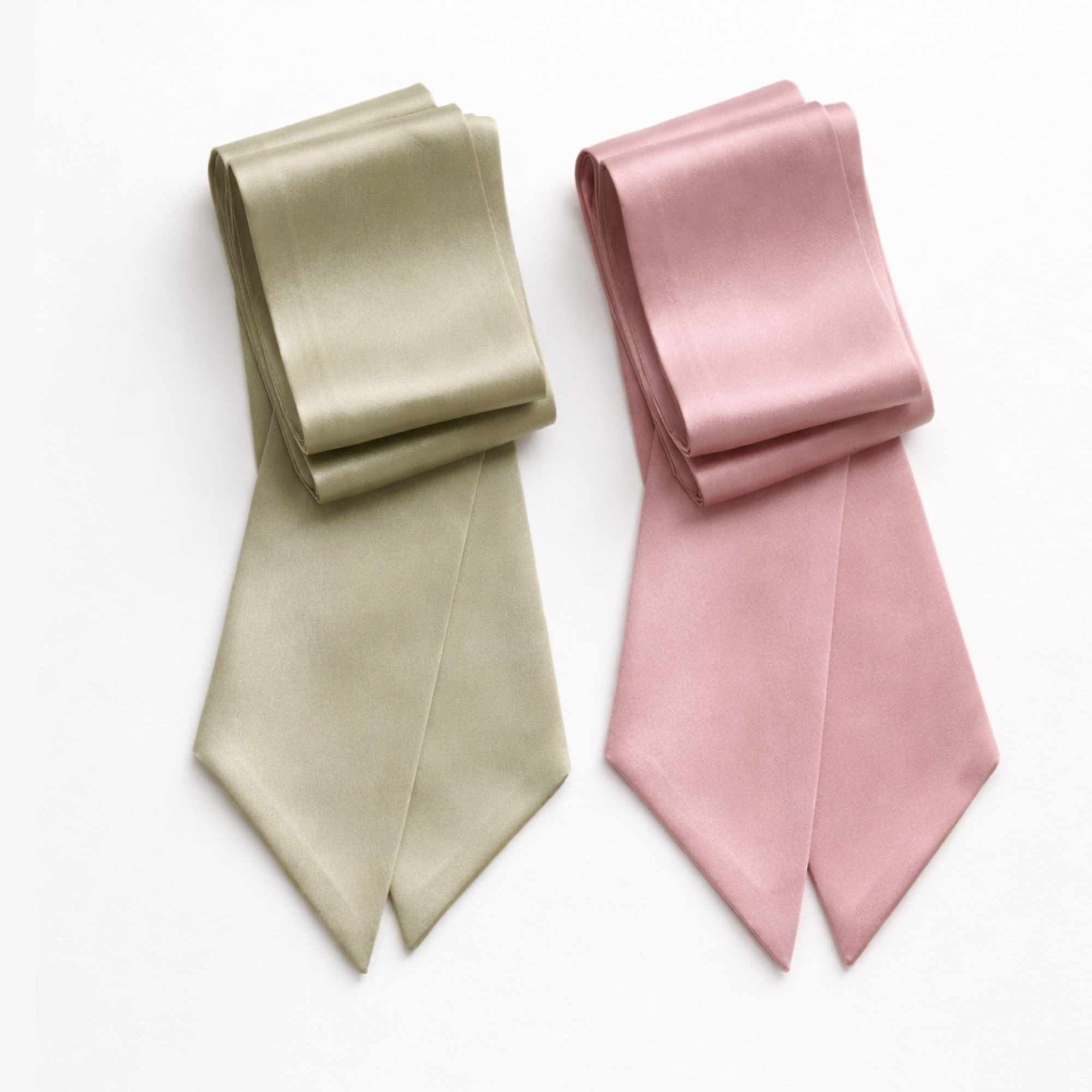 dusty rose pink and sage green skinny silk scarf