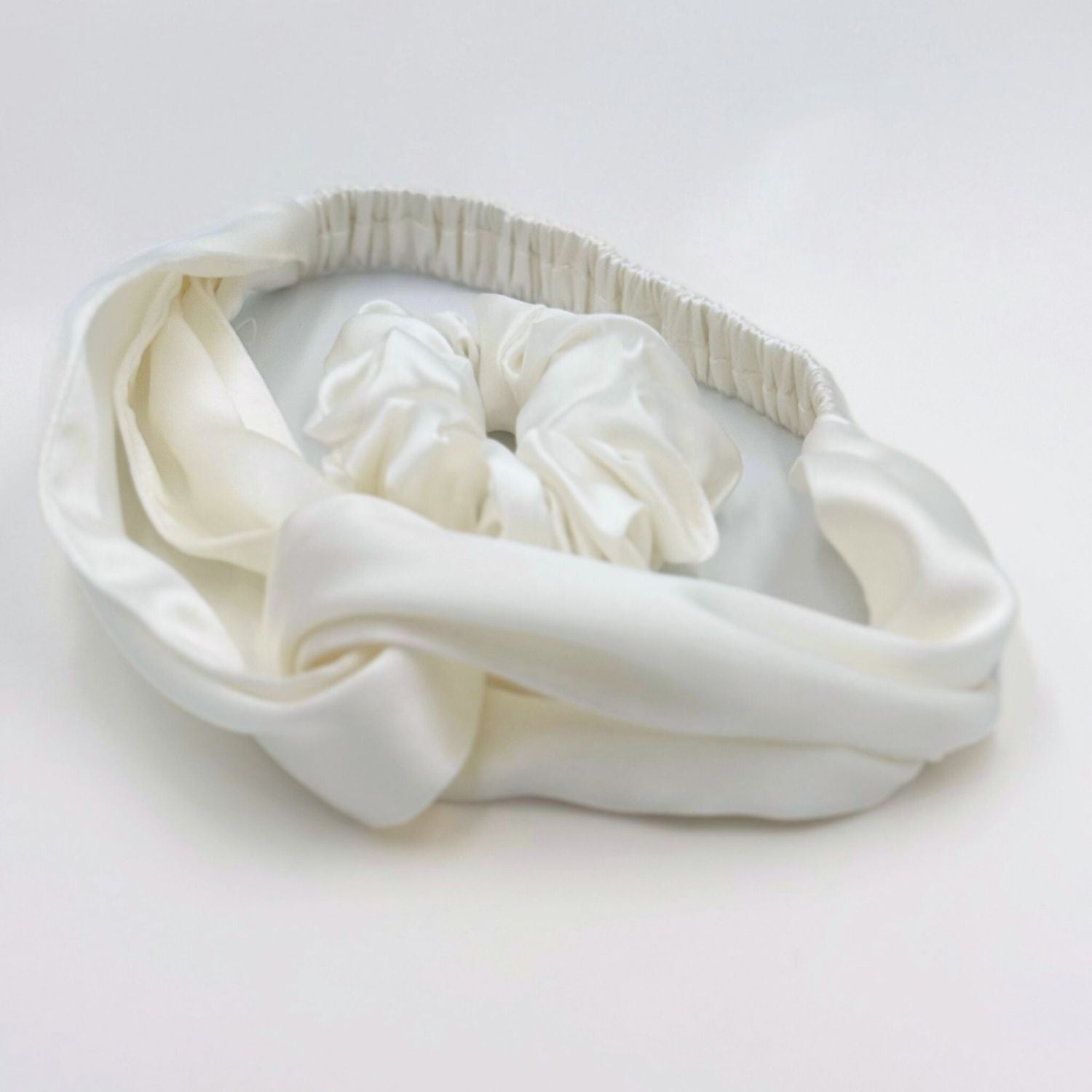 Ivory White Mulberry Silk Headband and Scrunchie Gift Set