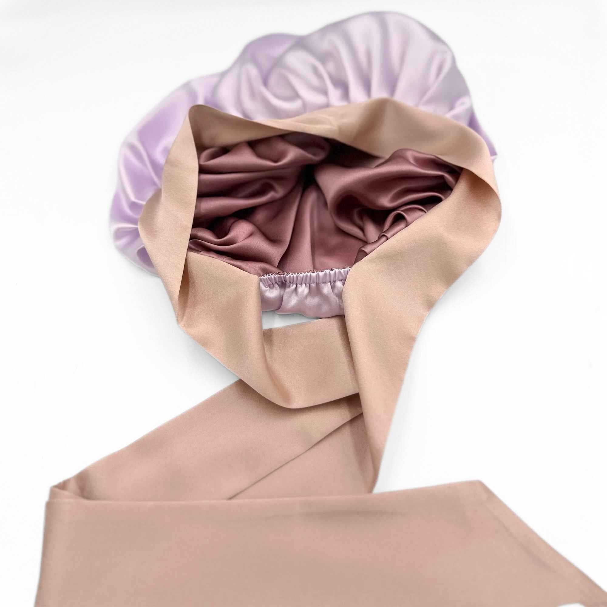 showing the silk lining of the mulberry silk bonnet