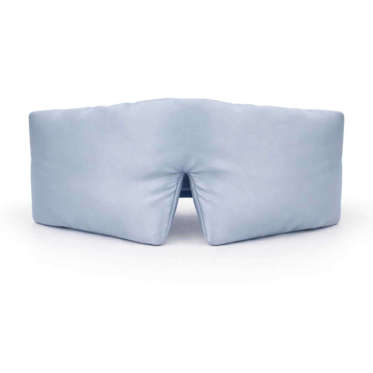 pale blue silk eye mask on a white background