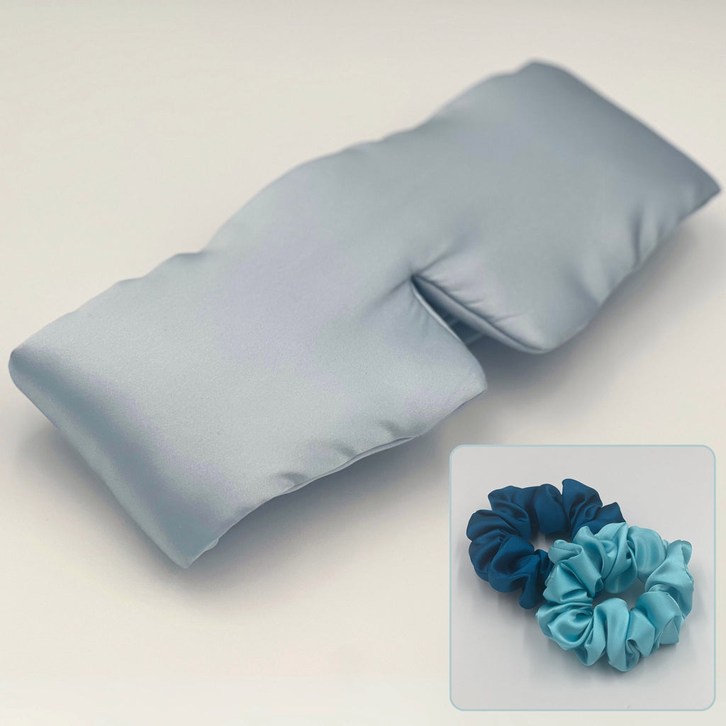 Pale Blue Eye Mask, Teal and Robin's Egg Blue Scrunchie Gift Box