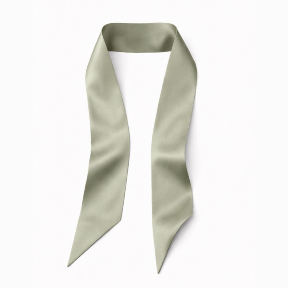 sage green skinny silk scarf