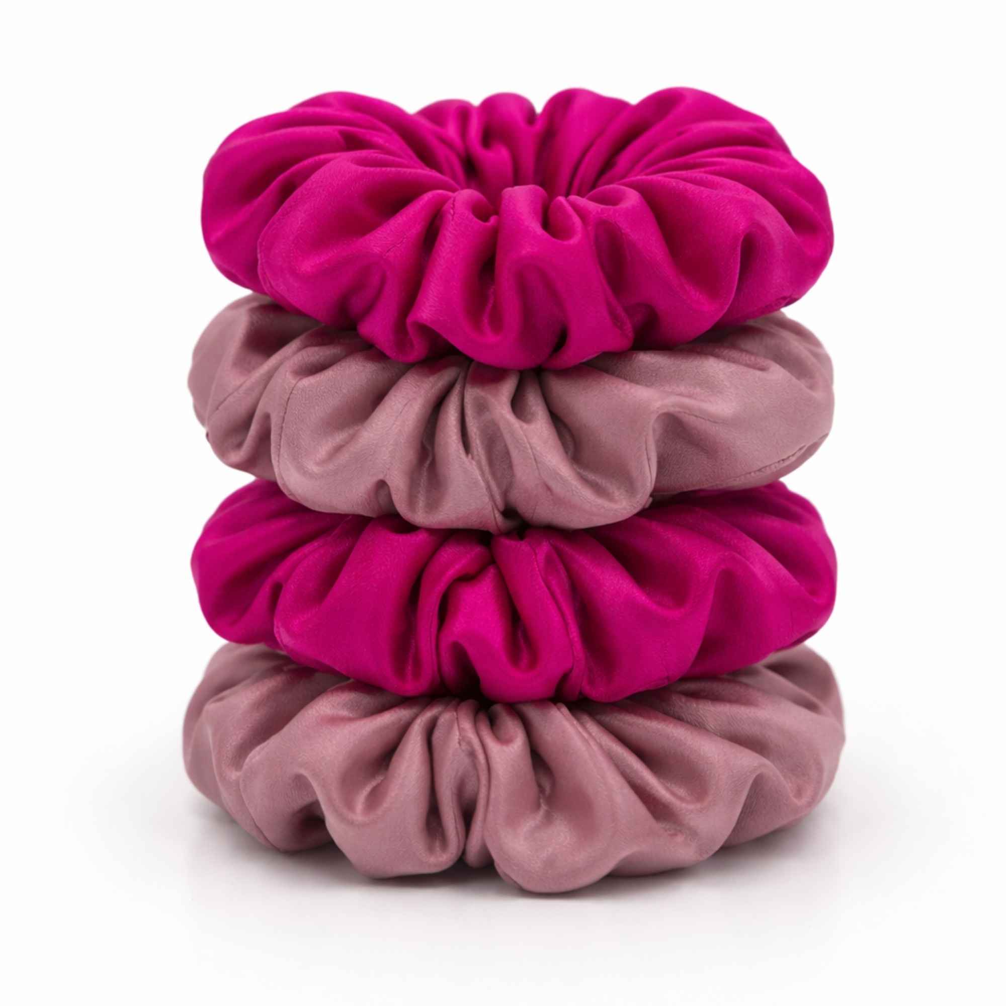 Set of Four Mixed Mulberry Silk Scrunchies