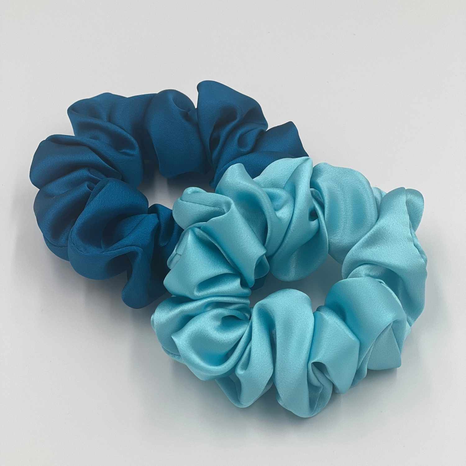 Blue Silk Scrunchie Set of Four