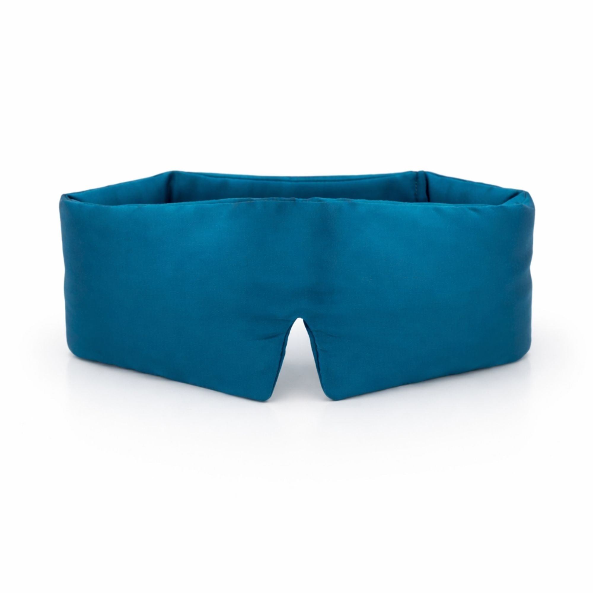 Blue silk sleep mask on a white background