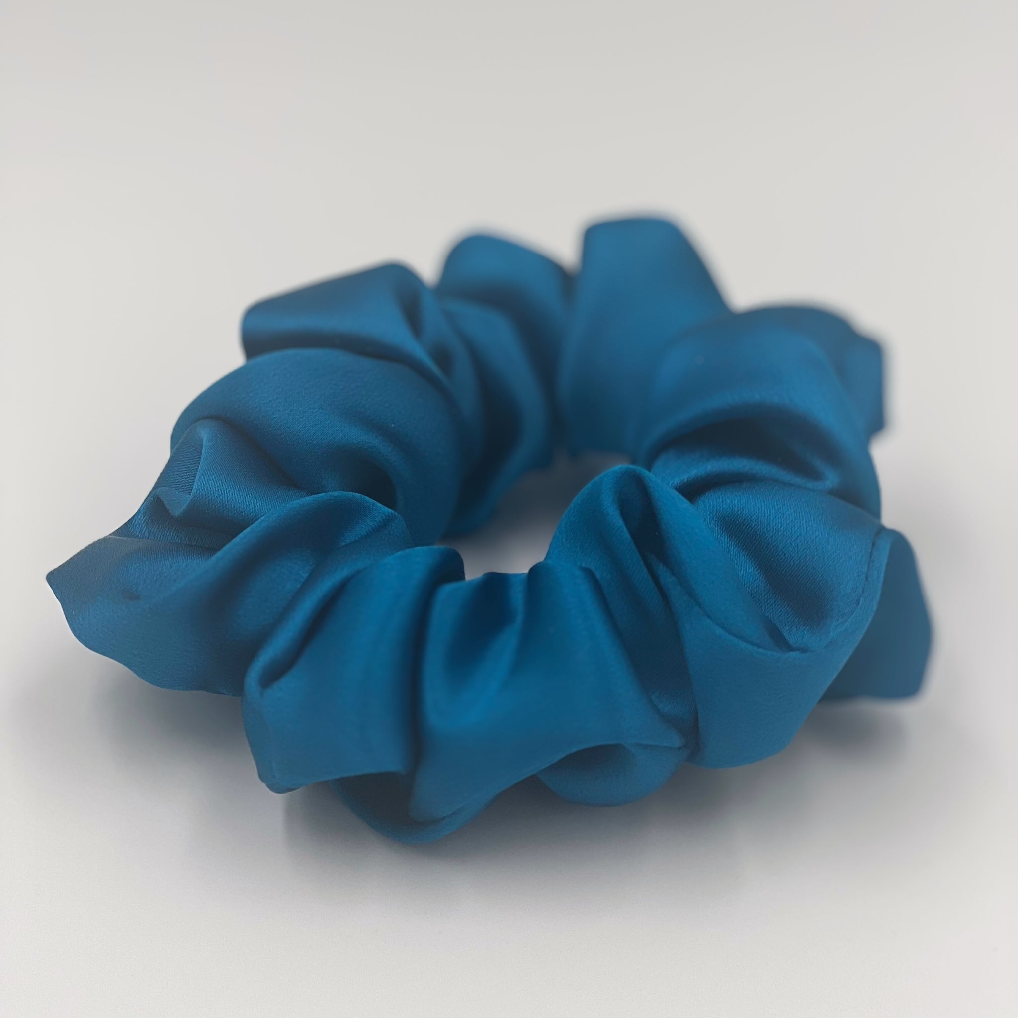 crystal teal silk scrunchie