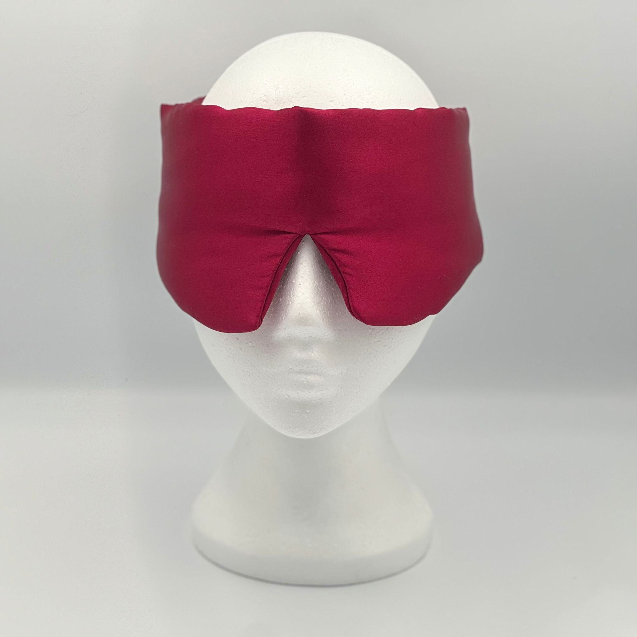 Wine Red silk eye mask on mannequin